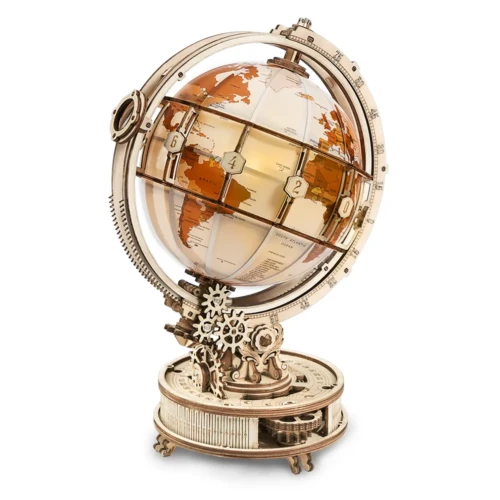 puzzle en bois globe terrestre lumineux