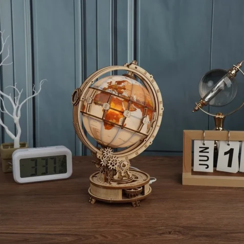 puzzle en bois globe terrestre lumineux