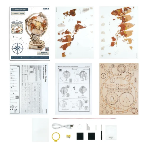 puzzle en bois globe terrestre lumineux