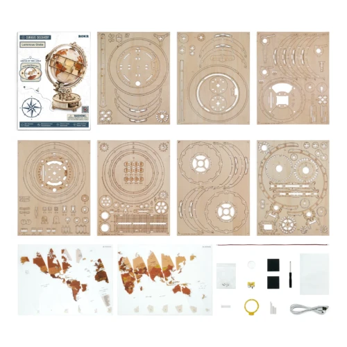 puzzle en bois globe terrestre lumineux