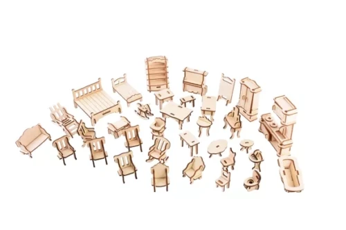 Ensemble complet de meubles de maison de poupée